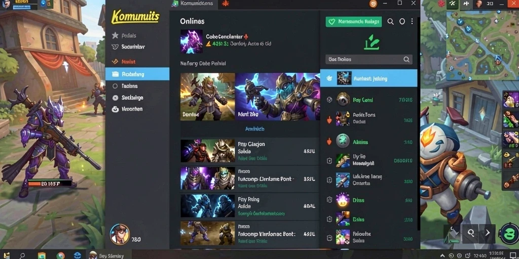 Screenshot memperlihatkan fitur sosial dan leaderboard.